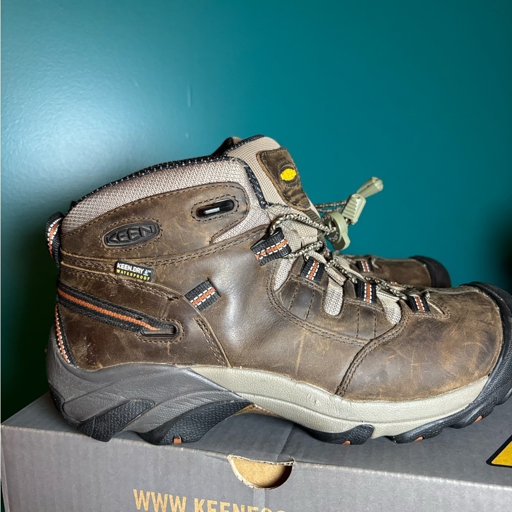 Keen Brown Outdoor Boots Detroit Mid Ankle Support Rugged Sole Waterproof Wide - Picture 5 of 10